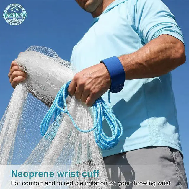Alt view image 6 of 7 - Cast Net 3ft-8ft Radius American Monofilament Fishing Net 3/8 Mesh Fish Throw Net for Bait Trap, Casting Net with Heavy Duty Sinker, Professional Grade Saltwater Bait Fish