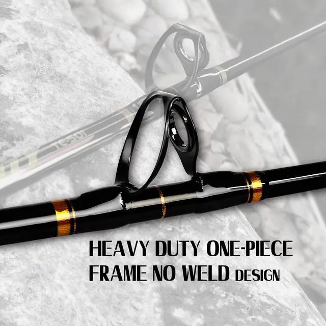 Alt view image 3 of 7 - Fishing Trolling Rod - 1/2 Piece Saltwater Offshore Rod - Heavy Duty Boat Fishing Pole (30-50lbs/50-80lbs/80-120lbs)