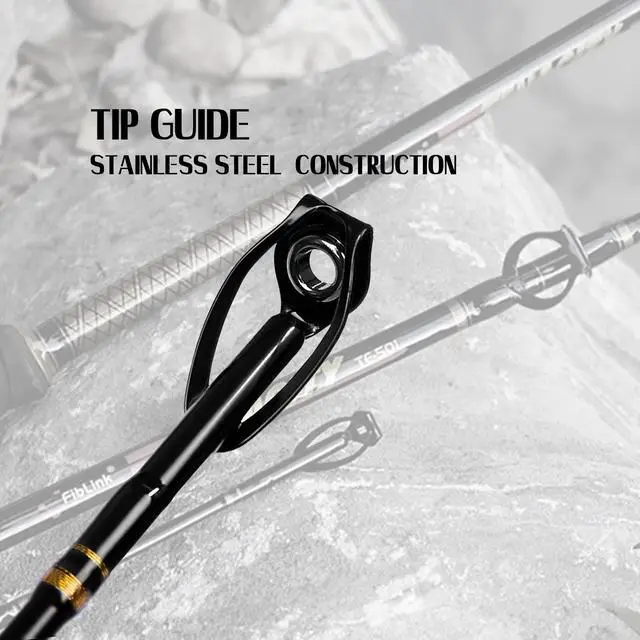 Alt view image 4 of 7 - Fishing Trolling Rod - 1/2 Piece Saltwater Offshore Rod - Heavy Duty Boat Fishing Pole (30-50lbs/50-80lbs/80-120lbs)