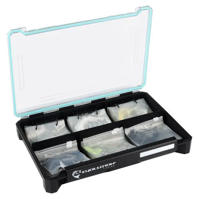 Alt view image 2 of 7 - Evolution Fishing BallistiX Blade Runner Tackle Tray - Waterproof, Spinnerbait & Buzzbait Storage, 30 Rust-Resistant Baggies, 6 Sections, Fits 3700 Tackle Box, QuikLatch