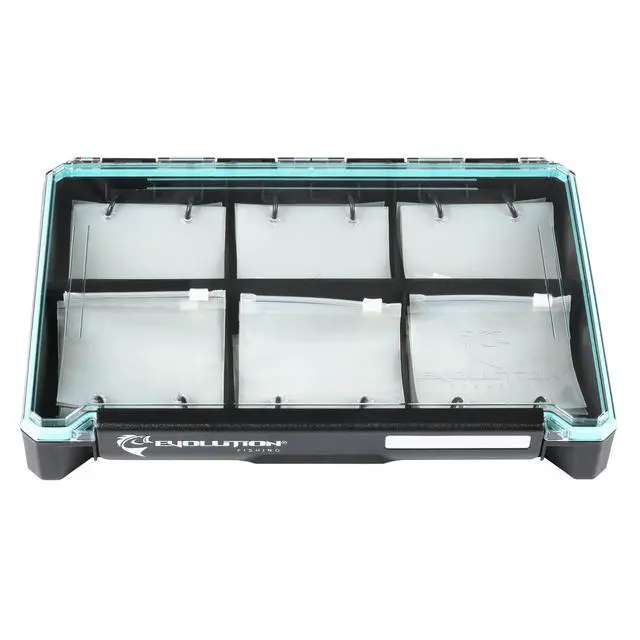 Alt view image 3 of 7 - Evolution Fishing BallistiX Blade Runner Tackle Tray - Waterproof, Spinnerbait & Buzzbait Storage, 30 Rust-Resistant Baggies, 6 Sections, Fits 3700 Tackle Box, QuikLatch