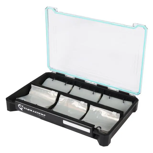 Alt view image 5 of 7 - Evolution Fishing BallistiX Blade Runner Tackle Tray - Waterproof, Spinnerbait & Buzzbait Storage, 30 Rust-Resistant Baggies, 6 Sections, Fits 3700 Tackle Box, QuikLatch