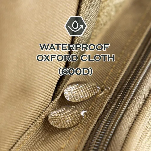 Alt view image 6 of 7 - Fishing Tackle Bag with Rod Holder Saltwater & Freshwater Resistant Large Tackle Box Bag - Waterproof Base, Adjustable Padded Shoulder Strap (Khaki)