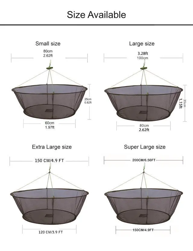 Alt view image 2 of 7 - Foldable Fish Catching Net, Hand Cast Cage for Shrimp and Crab