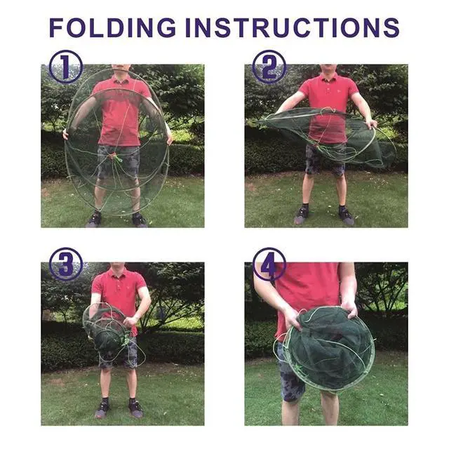 Alt view image 7 of 7 - Foldable Fish Catching Net, Hand Cast Cage for Shrimp and Crab
