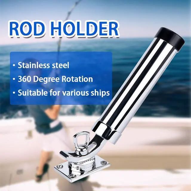 Alt view image 5 of 7 - Made Set of 2 Fishing Rod Holder, 316 Stainless Steel Adjustable Fishing Pole Holder, Marine Deck Mount Trolling Rod Holder for Boat Ship Yacht