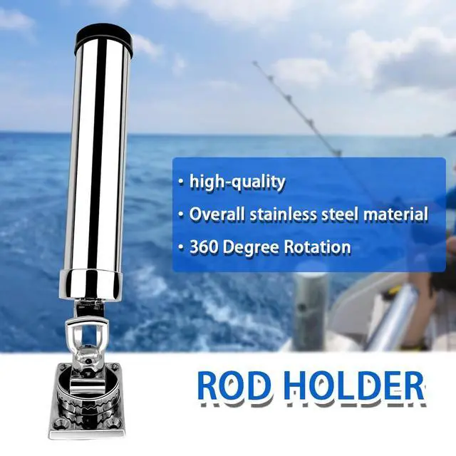Alt view image 7 of 7 - Made Set of 2 Fishing Rod Holder, 316 Stainless Steel Adjustable Fishing Pole Holder, Marine Deck Mount Trolling Rod Holder for Boat Ship Yacht