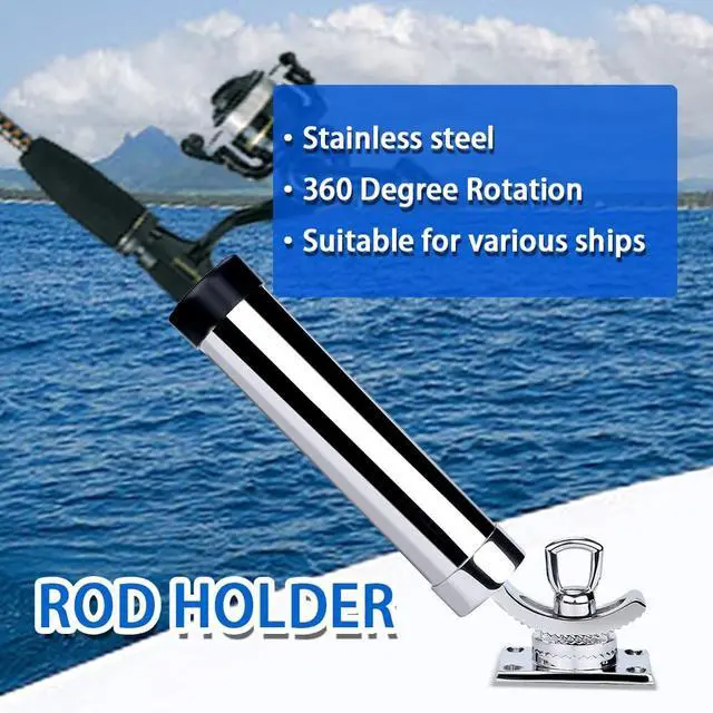 Alt view image 6 of 7 - Made Set of 2 Fishing Rod Holder, 316 Stainless Steel Adjustable Fishing Pole Holder, Marine Deck Mount Trolling Rod Holder for Boat Ship Yacht