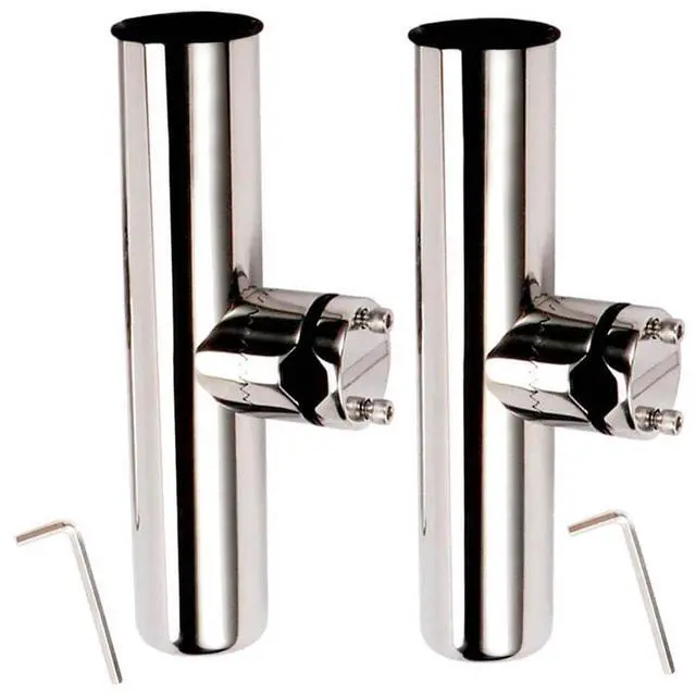 Main image of 2PCS Stainless Tournament Style Clamp on Fishing Rod Holder for Rails 7/8" to 1", Rail Mount Rod Holder