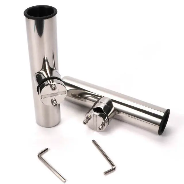 Alt view image 3 of 6 - 2PCS Stainless Tournament Style Clamp on Fishing Rod Holder for Rails 7/8" to 1", Rail Mount Rod Holder