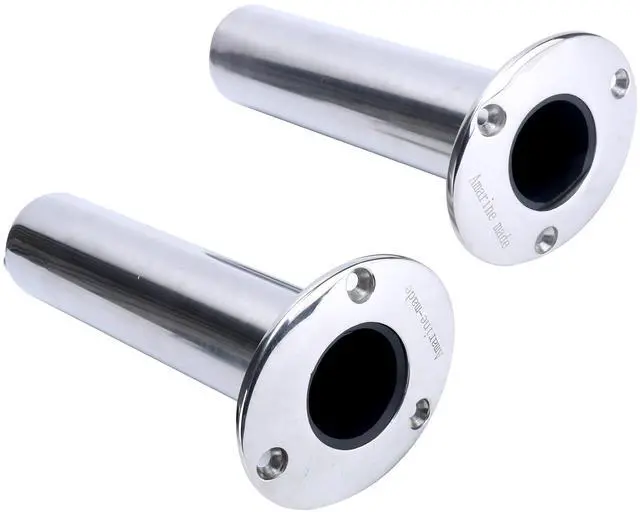 Main image of (Set of 2) Amarine-Made Heavy Duty Stainless Steel 316 Deluxe Rod Holders with Drain, Flush Mount Fishing Rod Pole Holders, 90 Degree