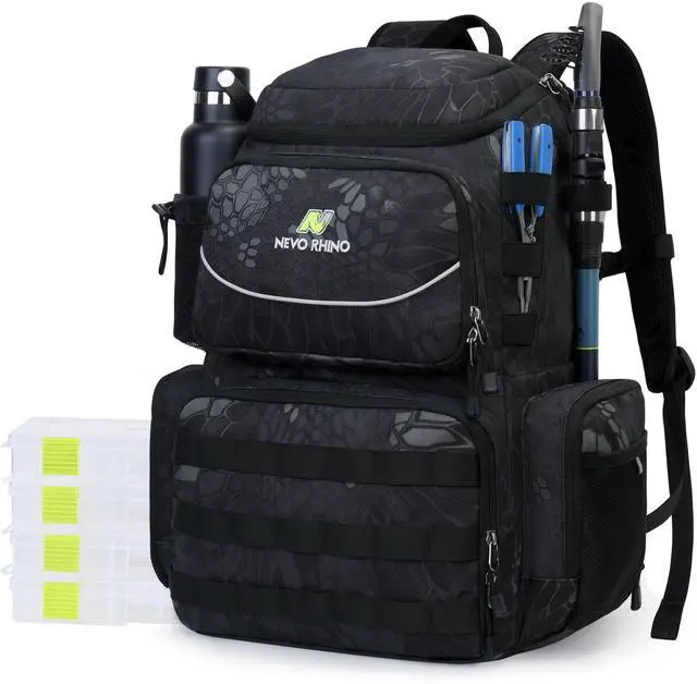 Main image of Fishing Tackle Backpack with Rod Holders, 40L Large Fishing Bag with Waterproof Rain Cover,Outdoor Tackle Bag