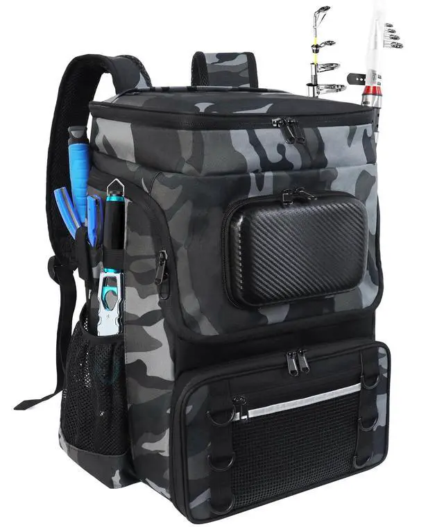 Main image of Fishing Backpack with Rod Holder, Large 50L Tackle Bag Water Resistant Tackle Backpack Heavy Duty Fishing Bag Gift for Men Woman