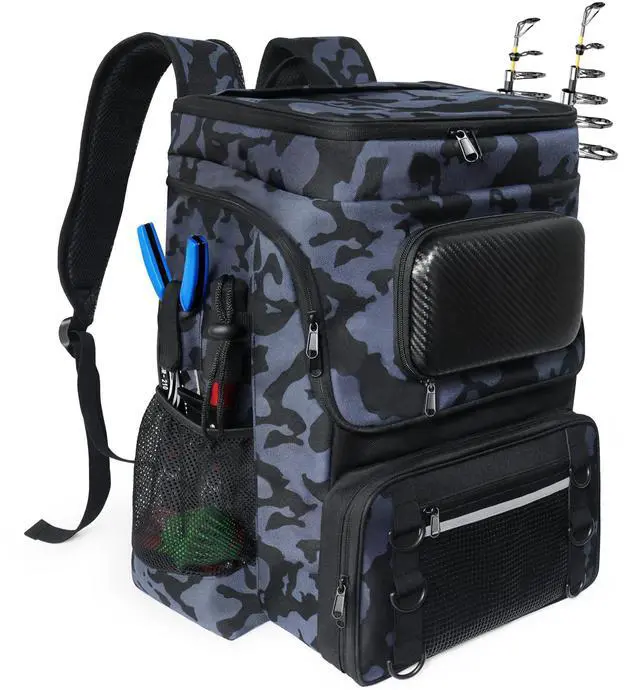 Main image of Fishing Backpack with Rod Holder, Large 50L Tackle Bag Water Resistant Tackle Backpack Heavy Duty Fishing Bag Gift for Men Woman