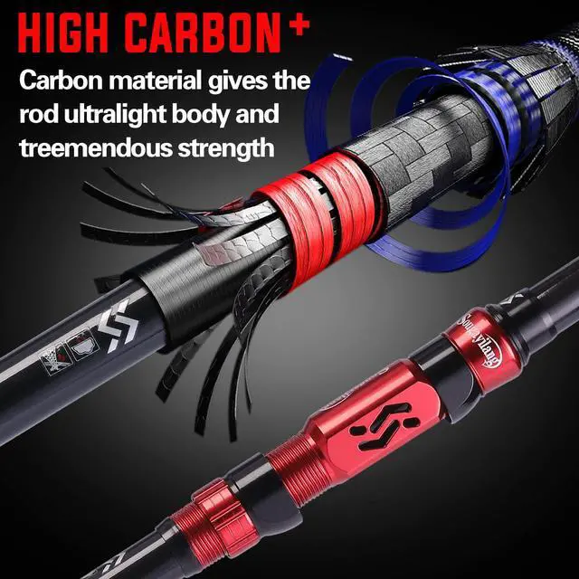 Alt view image 6 of 7 - Portable Telescopic Fishing Rod with Carbon Fiber Material and Precision Carved Reel Seat - Suitable for Saltwater and Freshwater Fishing