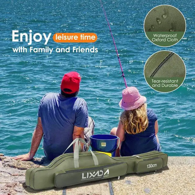 Alt view image 3 of 7 - Fishing Rod Case, Portable Folding Fishing Rod Case Fishing Pole Reel Storage Bag Fishing Gears Organizer