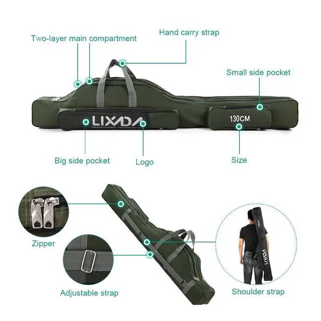 Alt view image 5 of 7 - Fishing Rod Case, Portable Folding Fishing Rod Case Fishing Pole Reel Storage Bag Fishing Gears Organizer