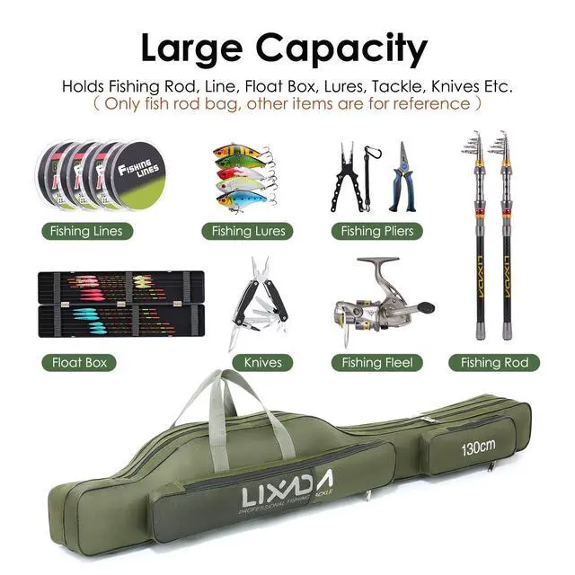 Alt view image 4 of 7 - Fishing Rod Case, Portable Folding Fishing Rod Case Fishing Pole Reel Storage Bag Fishing Gears Organizer