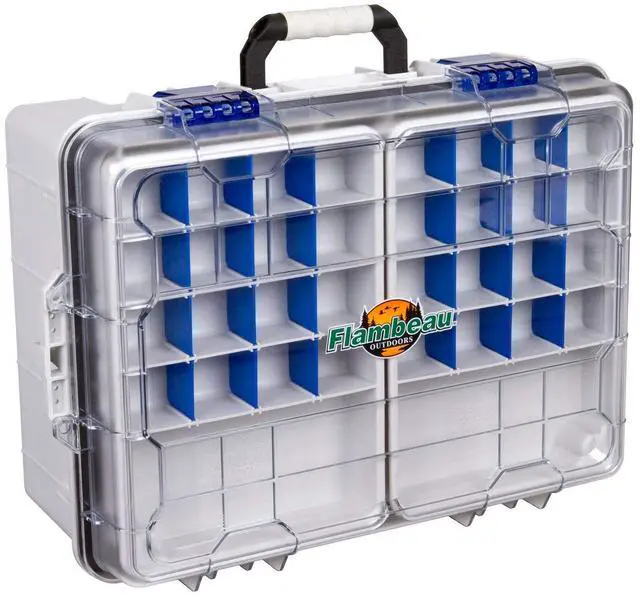 Main image of Outdoors 4000WPNC Waterproof Satchel 4000, Portable Waterproof Tackle Box with Trays, Gray/Clear (18.71" L x 13.58" W x 7.58" D)