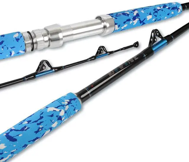 Main image of Fishing Trolling Rod 1 Piece/2 Piece Saltwater Offshore Heavy Roller Rod Big Game Conventional Boat Camo Fishing Pole (6'/6'6",30-50lb/50-80lb/80-120lb)