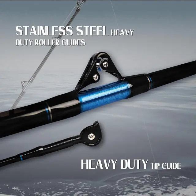 Alt view image 3 of 6 - Fishing Trolling Rod 1 Piece/2 Piece Saltwater Offshore Heavy Roller Rod Big Game Conventional Boat Camo Fishing Pole (6'/6'6",30-50lb/50-80lb/80-120lb)
