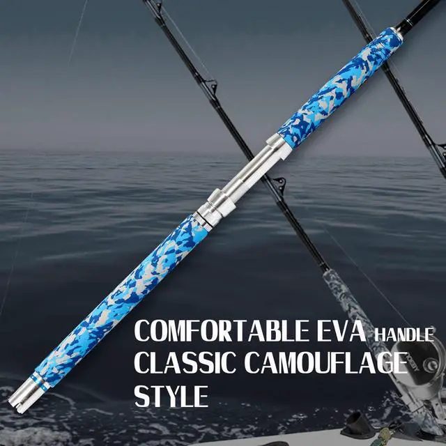 Alt view image 5 of 6 - Fishing Trolling Rod 1 Piece/2 Piece Saltwater Offshore Heavy Roller Rod Big Game Conventional Boat Camo Fishing Pole (6'/6'6",30-50lb/50-80lb/80-120lb)