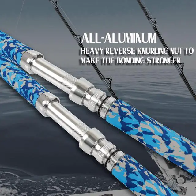 Alt view image 4 of 6 - Fishing Trolling Rod 1 Piece/2 Piece Saltwater Offshore Heavy Roller Rod Big Game Conventional Boat Camo Fishing Pole (6'/6'6",30-50lb/50-80lb/80-120lb)