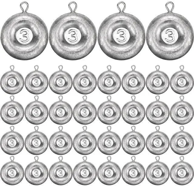 Main image of 36 Pieces Fishing Disc Sinkers Weights Disc Sinker Fishing Sinkers Weights for Saltwater Catfishing Trolling Surf Tackle