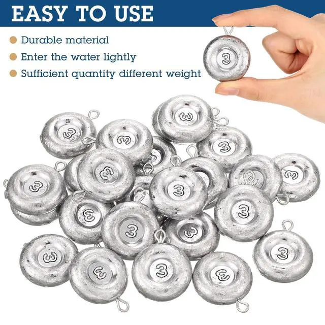 Alt view image 3 of 6 - 36 Pieces Fishing Disc Sinkers Weights Disc Sinker Fishing Sinkers Weights for Saltwater Catfishing Trolling Surf Tackle