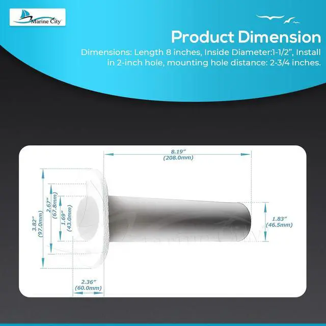 Alt view image 5 of 7 - Flush Mount Fishing Rod Holder, 90 Degree ABS Plastic, for Boats, Kayaks, Yachts