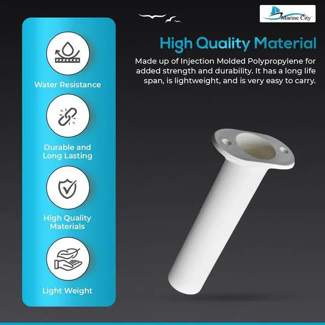 Alt view image 3 of 7 - Flush Mount Fishing Rod Holder, 90 Degree ABS Plastic, for Boats, Kayaks, Yachts