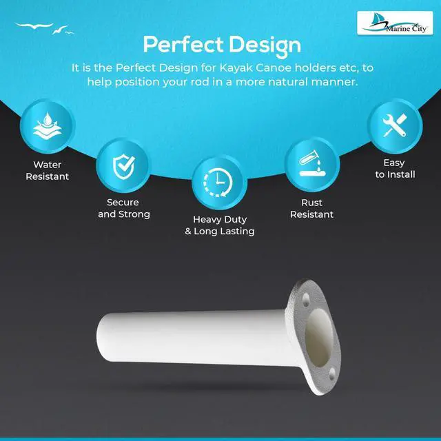 Alt view image 4 of 7 - Flush Mount Fishing Rod Holder, 90 Degree ABS Plastic, for Boats, Kayaks, Yachts