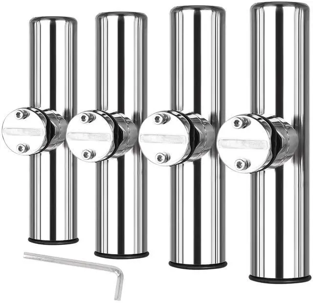 Main image of 4pcs Stainless Steel Clamp on Fishing Rod Holders with Black Rubber Insert for Rails 7/8" to 1"