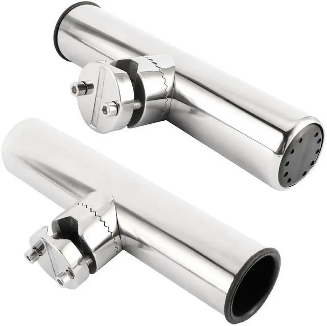Alt view image 7 of 7 - 4pcs Stainless Steel Clamp on Fishing Rod Holders with Black Rubber Insert for Rails 7/8" to 1"