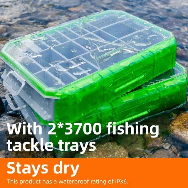 Alt view image 5 of 7 - Fishing Backpack 2 * 3700 Tackle Boxes 40L Waterproof Tackle Backpack with Rod Holders Large Outdoor Storage Tackle Bag for Fishing Men Women