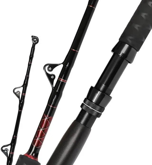 Main image of Saltwater Fishing Trolling Rod 1-Piece Heavy Duty Roller Rod Big Game Conventional Boat Fishing Pole with Roller Guides (50-80lb/80-120lb/120-200lb)