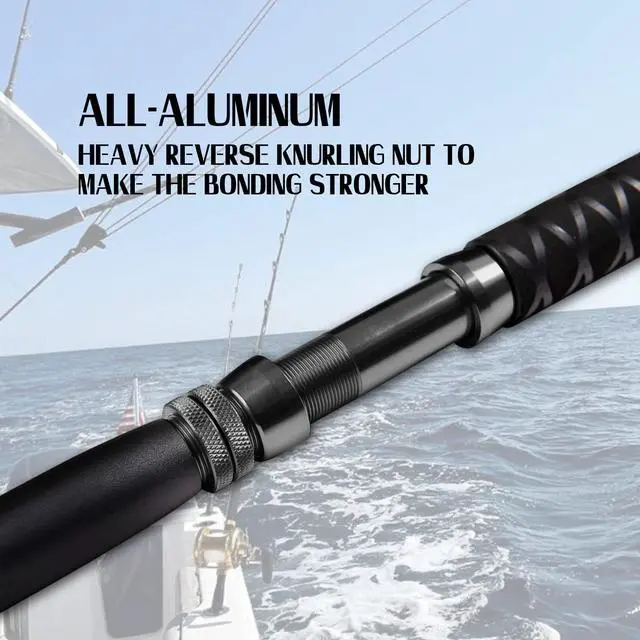 Alt view image 4 of 6 - Saltwater Fishing Trolling Rod 1-Piece Heavy Duty Roller Rod Big Game Conventional Boat Fishing Pole with Roller Guides (50-80lb/80-120lb/120-200lb)