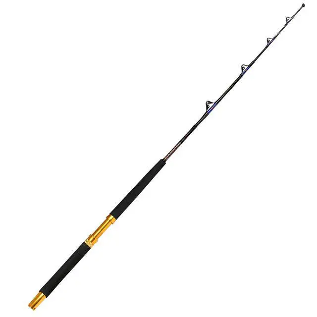 Alt view image 2 of 7 - Saltwater Fishing Trolling Rod 1 Piece/2 Piece Heavy Roller Rod Big Game Conventional Boat Fishing Pole with Roller Guides (30-50lb/50-80lb/80-120lb,5'6"/6'6")