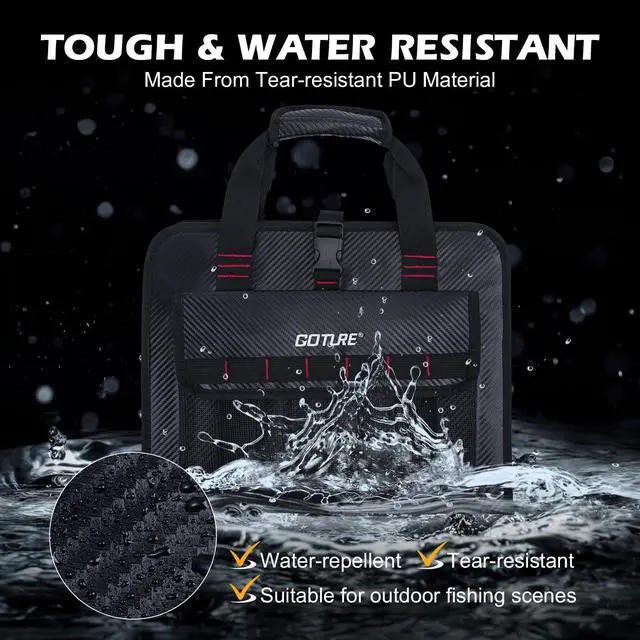 Alt view image 5 of 7 - Fishing Jig Bag,34 Mesh Pockets Portable Water-Resistant 600D PU Fishinig Lure Bag Saltwater Freshwater,Detachable Compartment, Suitable For Vertical Jig Slow Pitch Jigging Bait Tackle Storage