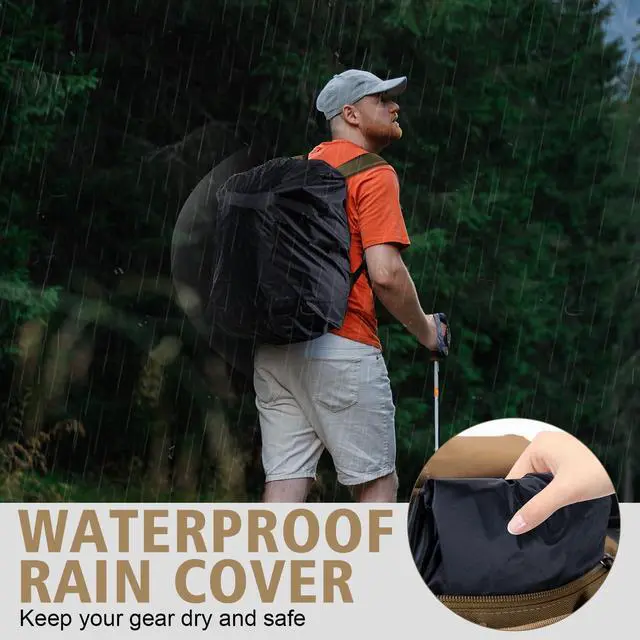 Alt view image 7 of 7 - Fishing Backpack,900D Water-Resistant Tackle Backpack with Rod Holders,45L Large Fishing Bag Storage Gear Tackle Bag with Rain Cover,Bottle Holder for Travel Camping Hiking(Without Tackle Box)