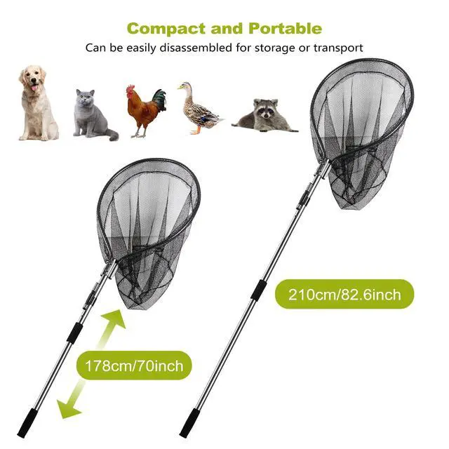 Alt view image 7 of 7 - Dog Catch Net Pole, Animal Catching Net, Wildlife Control Tool, Large Fish Landing Net for Chicken Raccoon Duck Goose Bird Skunk Bat Raccoon Guinea Fowl Feral Cat Pigeon Tuna Goat - Heavy Duty