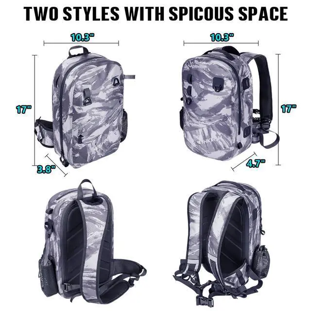 Alt view image 5 of 7 - IPX8 Waterproof Fishing Backpack with Rod Holder, Lightweight Fishing Sling Bag, Move Freely Fish Gifts for Men
