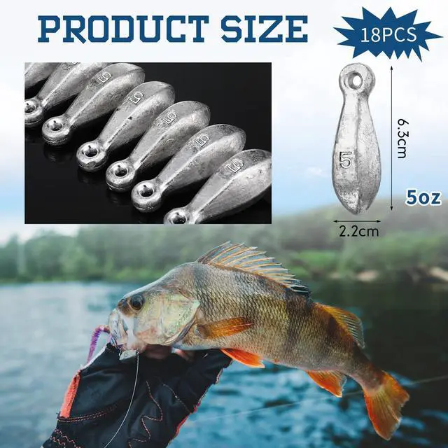 Alt view image 2 of 6 - 18 Pcs Bank Sinker Fishing Sinkers Weights Bank Weights for Ocean Saltwater Freshwater Surf Bass Catfish Fishing Casting Gear Tackle
