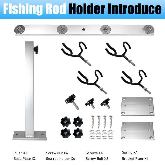 Alt view image 3 of 6 - Fishing Rod Holder for Boat,Marine Fishing Pole Rack with The Function of Holding Four Fishing rods and 360 Degree Rotation & Adjustable Height,Includes mounting Plate