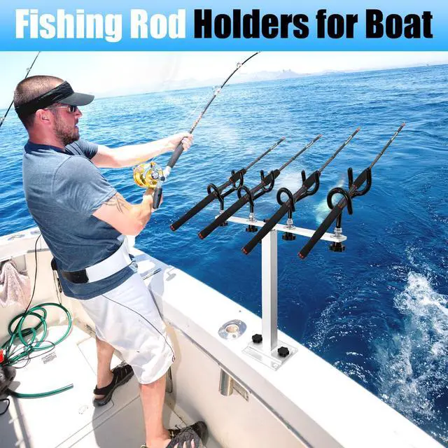 Alt view image 6 of 6 - Fishing Rod Holder for Boat,Marine Fishing Pole Rack with The Function of Holding Four Fishing rods and 360 Degree Rotation & Adjustable Height,Includes mounting Plate