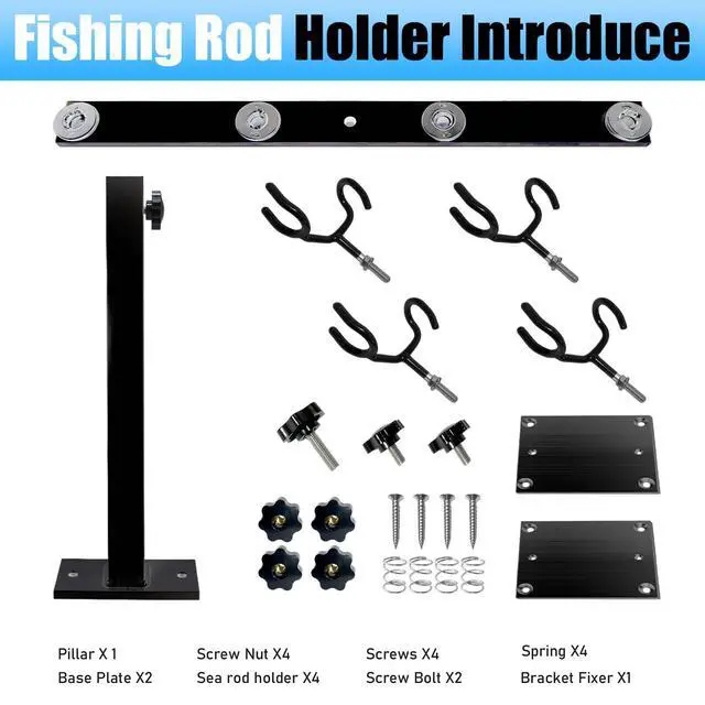 Alt view image 3 of 7 - Fishing Rod Holder for Boat,Marine Fishing Pole Rack with The Function of Holding Four Fishing rods and 360 Degree Rotation & Adjustable Height,Includes mounting Plate