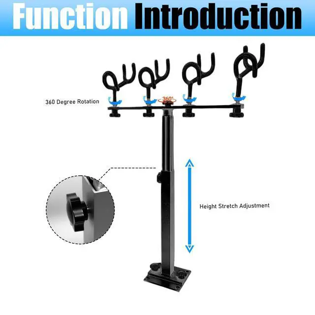 Alt view image 5 of 7 - Fishing Rod Holder for Boat,Marine Fishing Pole Rack with The Function of Holding Four Fishing rods and 360 Degree Rotation & Adjustable Height,Includes mounting Plate
