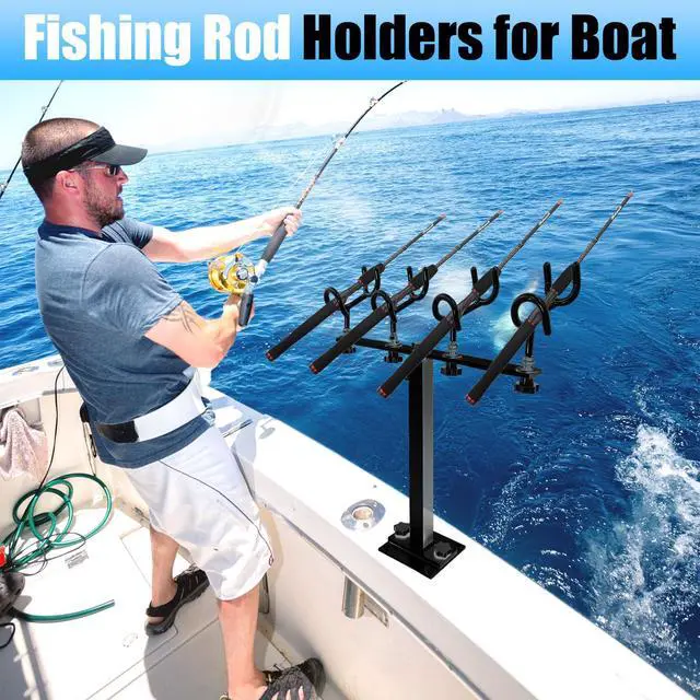 Alt view image 6 of 7 - Fishing Rod Holder for Boat,Marine Fishing Pole Rack with The Function of Holding Four Fishing rods and 360 Degree Rotation & Adjustable Height,Includes mounting Plate
