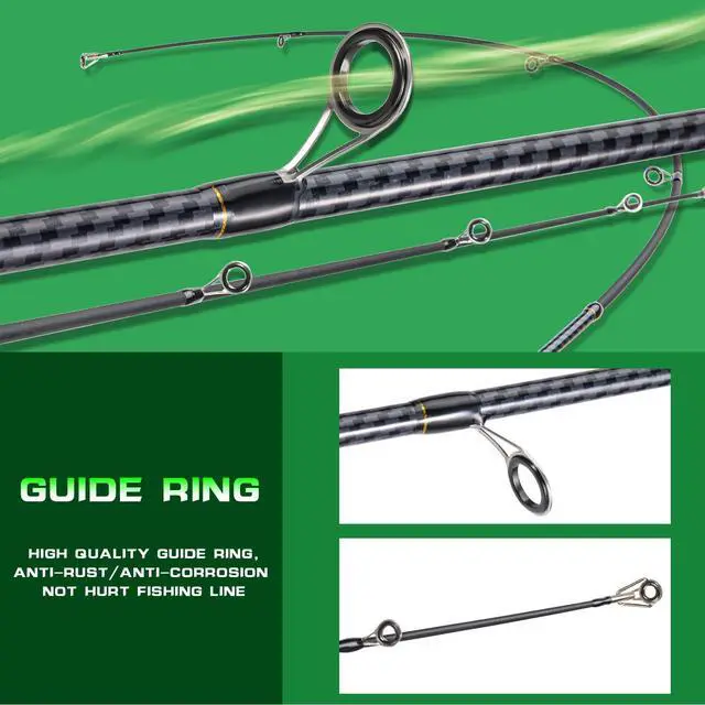 Alt view image 5 of 7 - Fishing Rod 24-Ton Carbon&Glass Fiber Composite Spinning and Casting Rod, 2 Piece for Bass Trout Crappie Travel Fishing- 6'0"