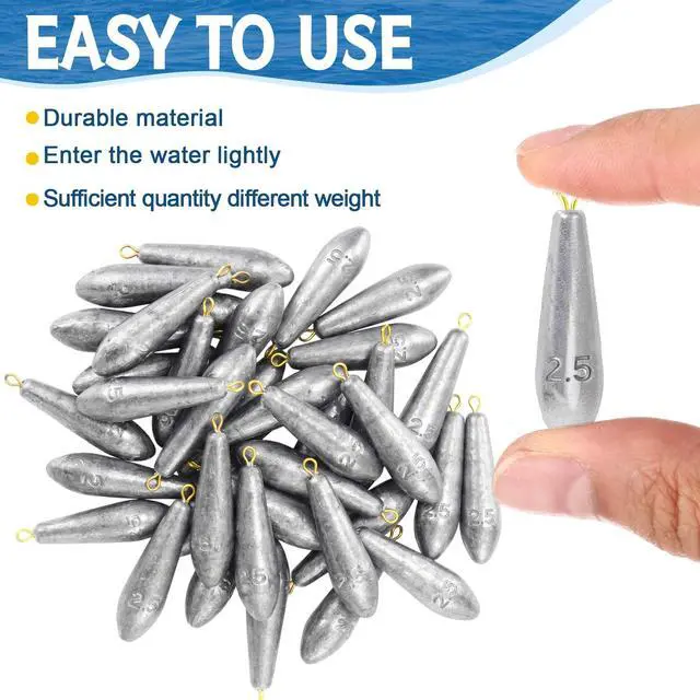 Alt view image 6 of 7 - Drop Shot Fishing Sinker Weights Kit Freshwater Catfishing Fishing Sinker Bass Casting Removable Line Saltwater Streamlined Snap Weight for Trolling Surf Tackle